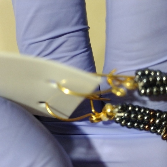 Women's Gold-tone Kidney Wire Colorful Beads Fringe /Chandelier drop Earrings #5 - Picture 4 of 5